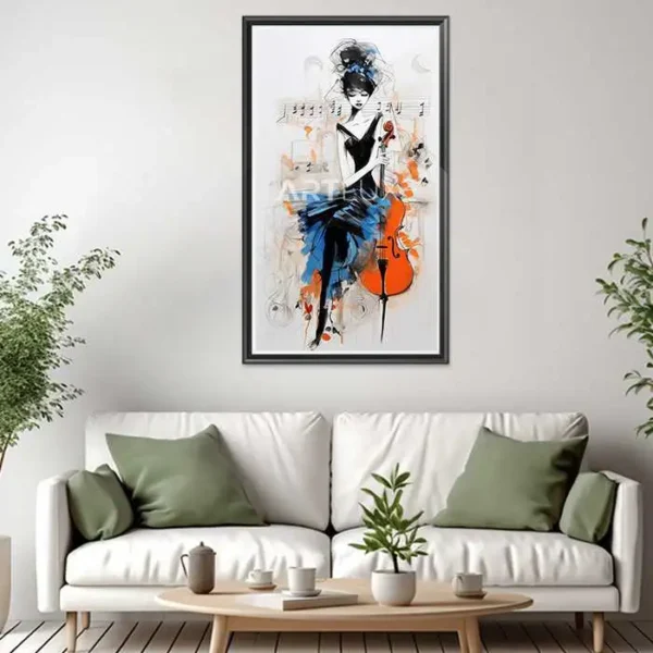 Tableau Femme Avec Un Violon Art Luxe